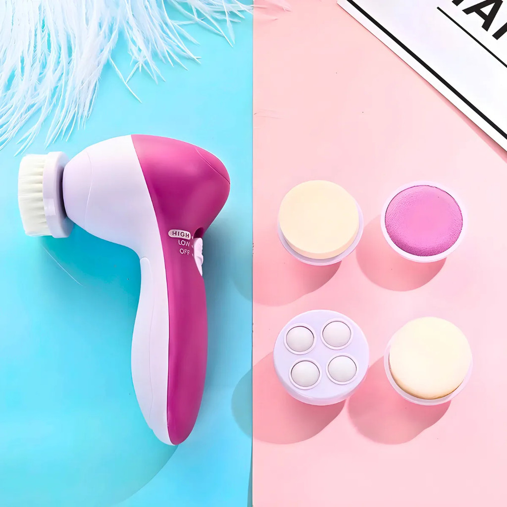 Escova De Limpeza Facial Elétrica 5 em 1 Portátil Esfoliante Massageadora Limpeza Facial