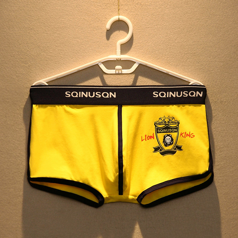 Homens boxer briefs puro algodão boxer briefs respirável confortável estilo dos desenhos animados amarelo Shorts juventu