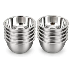 Kit 10 Bowls Aço Inox Tigelas Cumbuca Cozinha Confeitaria Salada Massa Empilháveis 16 a 24cm