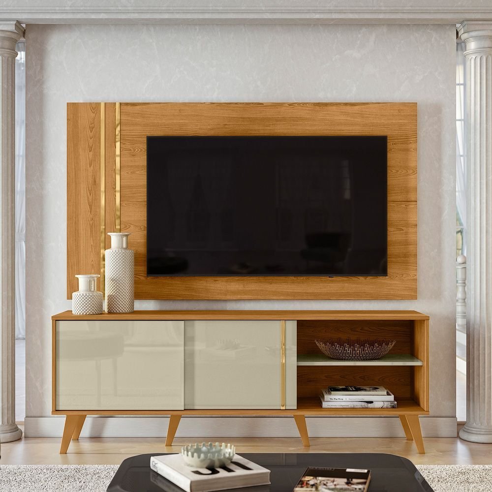 Rack com Painel para TV até 60 Polegadas 160CMX147,5cm 2 Portas Cronos Marrom Camuru/Opala