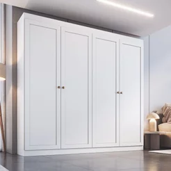 Guarda-Roupa Casal Americano 4 Portas 2 Gavetas Europa Yescasa Branco Branco