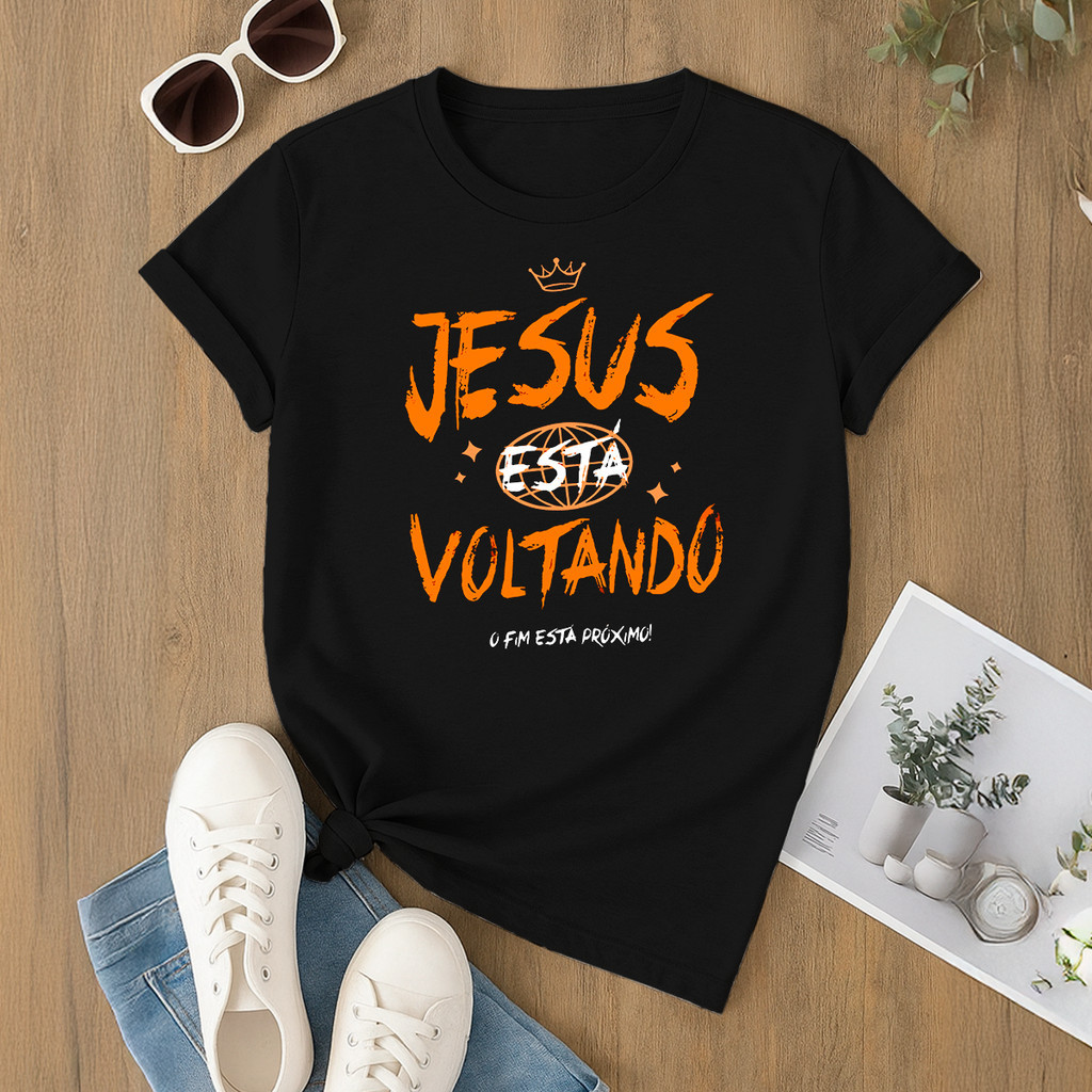 [Camiseta Premium em Algodão Puro]CC Camiseta  Jesus Voltando Estampada Religiosa Cristã Evangelica Confortável