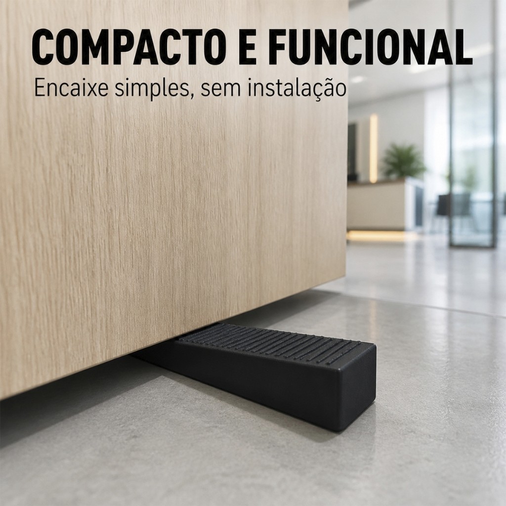 Calço de Porta Triangular Preto Pequeno 5 cm em Plástico Trava para Manter a Porta Aberta