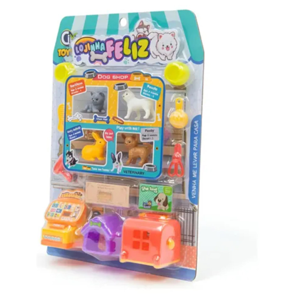 Brinquedo Kit Pet Shop Infantil com 15 Peças Sortidas – Cartela Cachorrinho