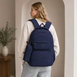 Multineos Mochila Escolar Com Estojo De Grande Capacidade Para Estudante Feminina Masculino Nylon Impermeavel