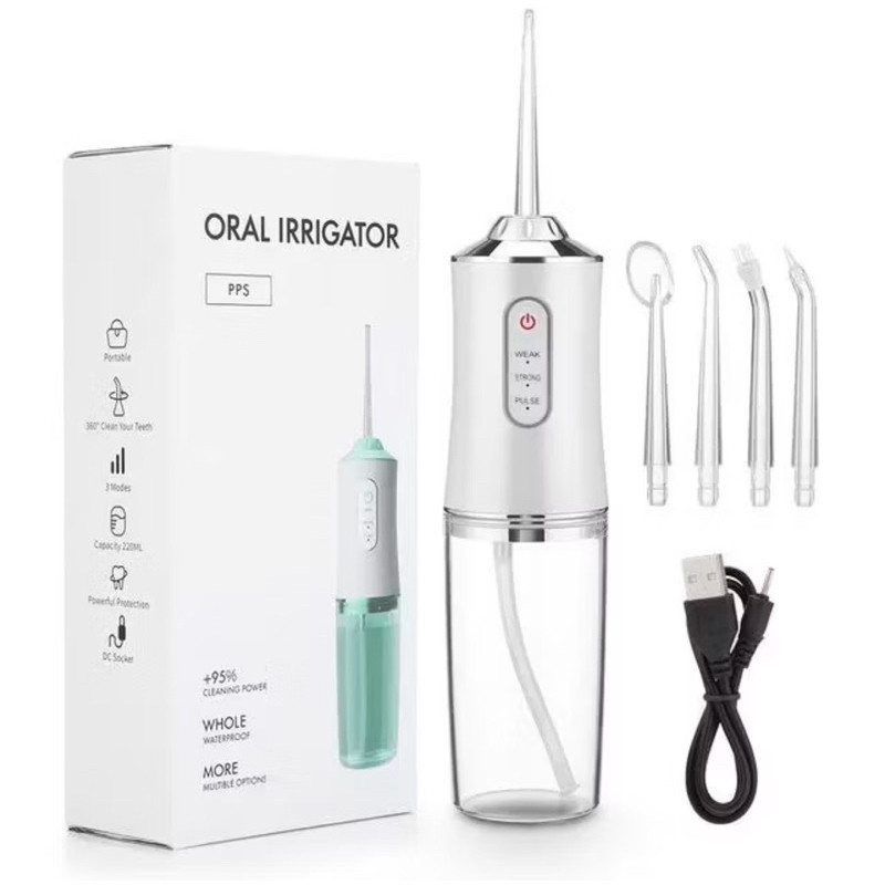 Irrigador Dental Oral Portátil Recarregável USB 220ml Limpeza Bocal Jato Forte