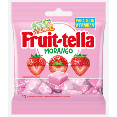 Bala Mastigável, Com Vitamina C, Suco de Frutas, Sabor de Morango, Display, Fruittella, Bag - 368 g | 4 Unidades