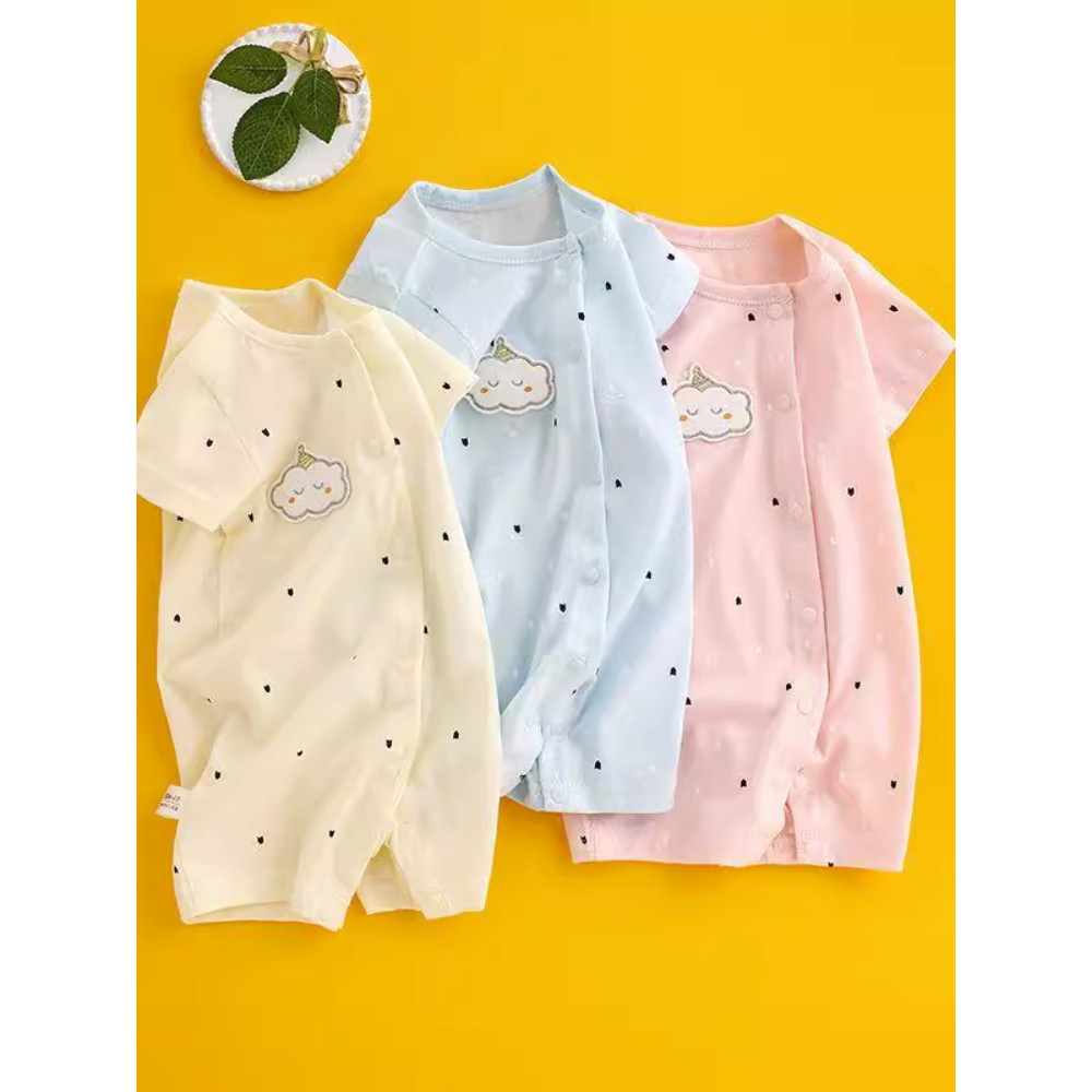Macacão de bebê de meia manga puro algodão primavera verão estilo fino masculino feminino recém-nascido roupa interior m