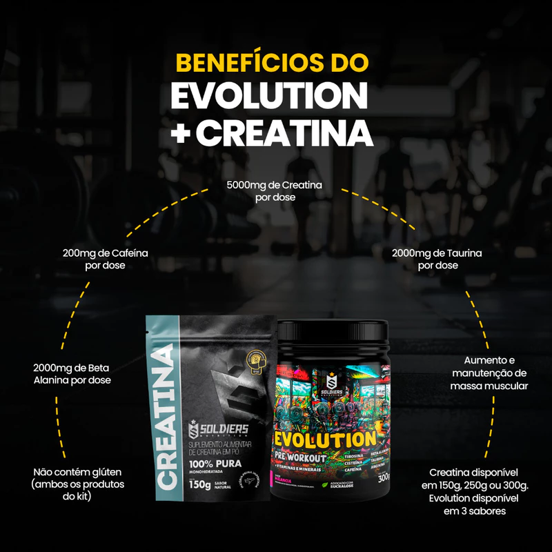 Kit Creatina Monohidratada e Pré Treino Evolution 300g — foto 4