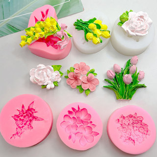 Molde de Silicone para Flor de Lavanda, Molde Decorativo para Gesso de Aromaterapia, Molde DIY para Fondant