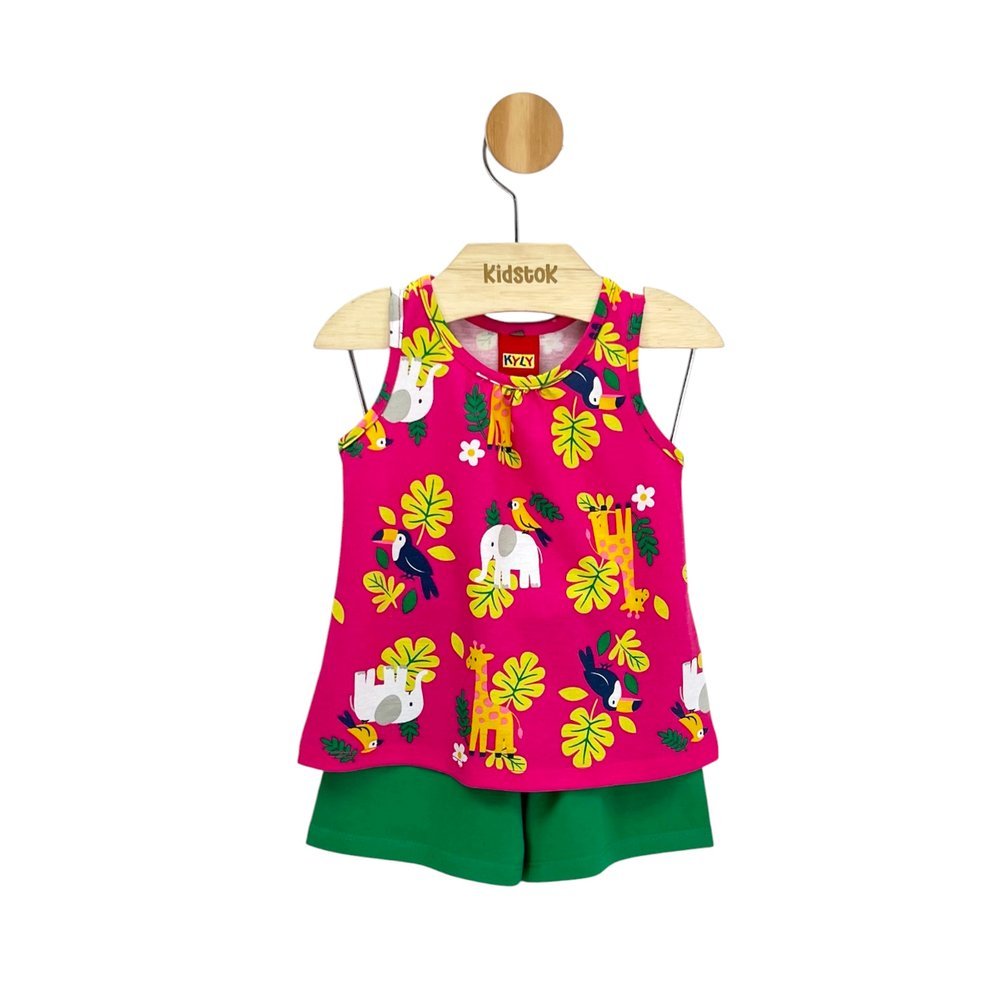 Conjunto Menina Blusa e Bermuda Cotton Girafinha - Kyly
