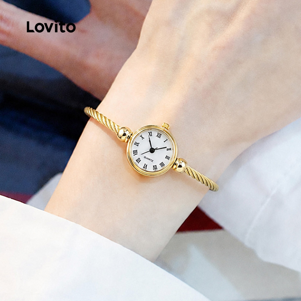 (New Arrival) Lovito Relógio De Quartzo Digital Minimalista Vintage Elegante E Moderno Para Deslocamentos QWD001BR006 — imagem 2 de 2