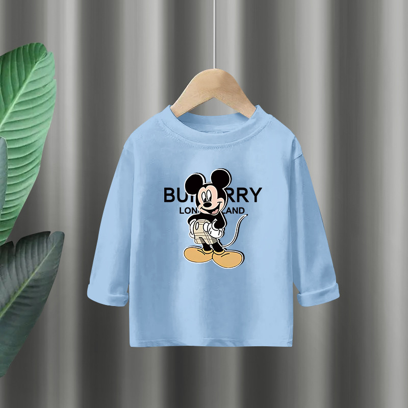 Crianças puro algodão de manga comprida camiseta meninos 2026 novo estilo primavera outono em torno do pescoço camisa de