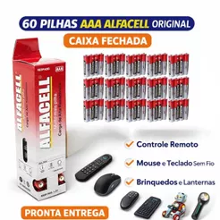 Pilha AAA Alfacell 60 Unidades Caixa Fechada 1,5V Original C/15 Cartelas