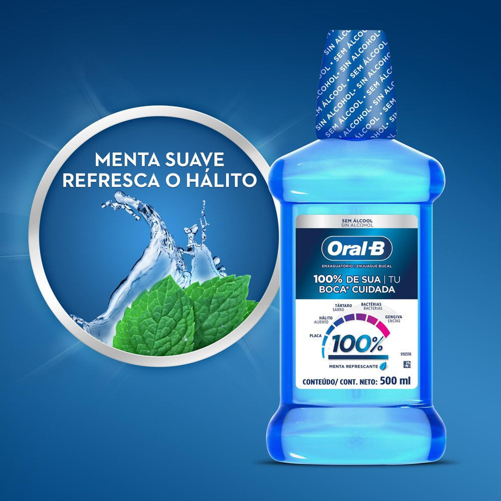 Enxaguante Bucal Oral-B 100% De Sua Boca Cuidada 500ml — imagem 2 de 2