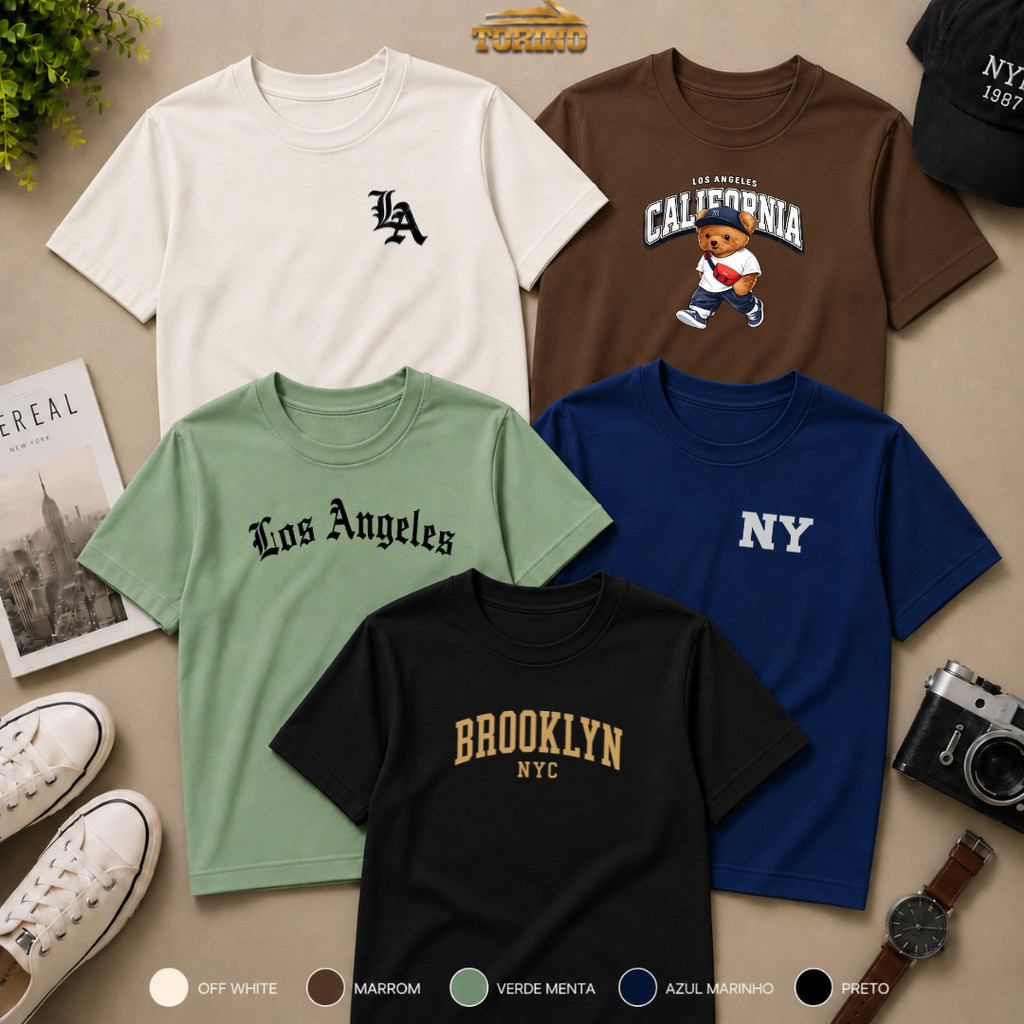 Kit 5 Camisetas Infantil Masculina Menino 100% Algodão Estampadas Roupa Infantil Tamanhos 2 ao 12