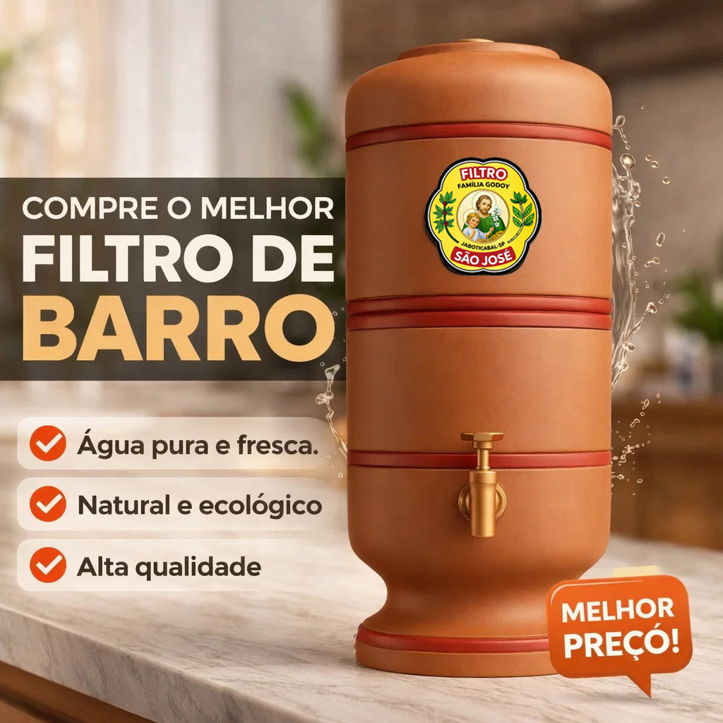 Filtro de Barro São José 2+2 Litros Total 4L com Vela, Boia e Torneira