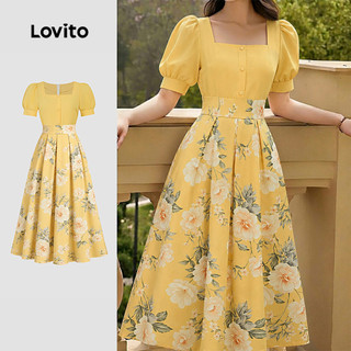 Lovito Vestido elegante amarelo primavera/verão L198ED203