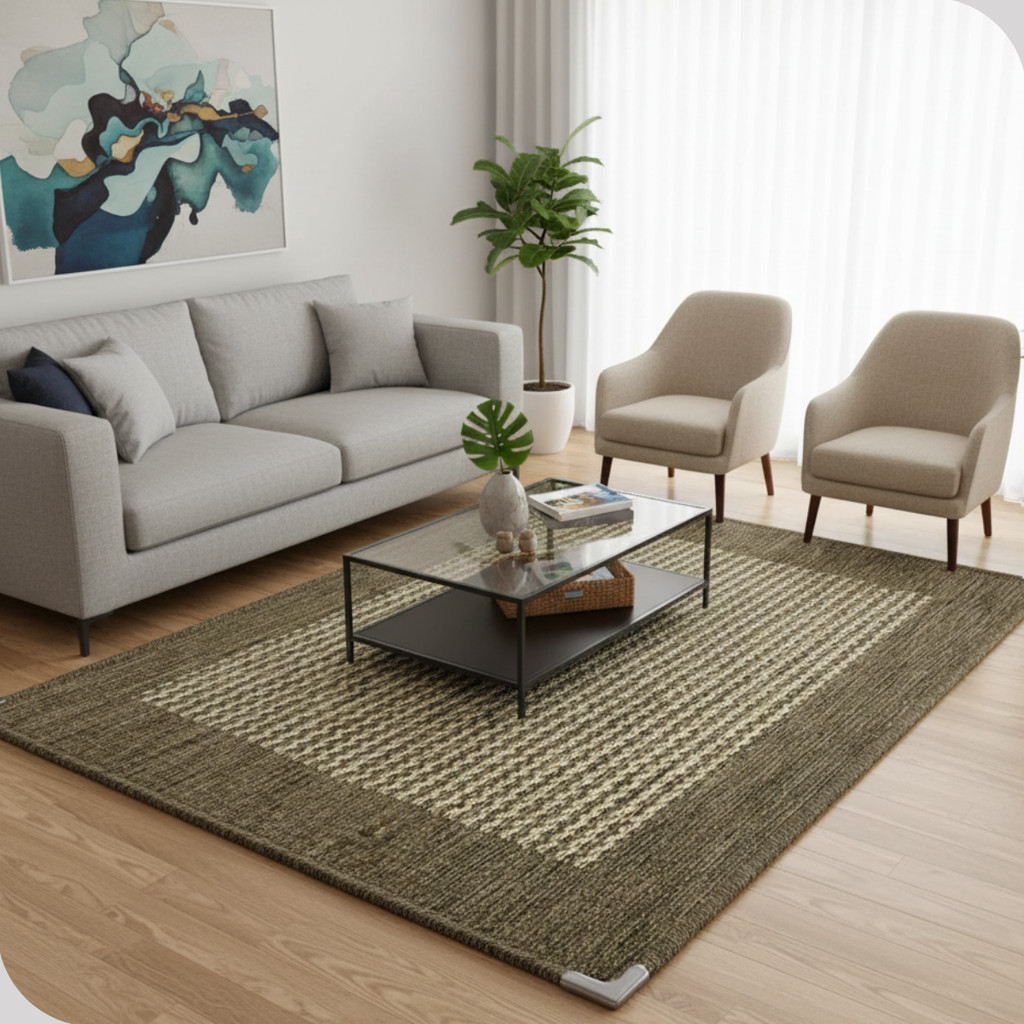 Tapete Sala Quarto Sisal Mescla Antiderrapante 100 x 150 Decoração Moderno  Com Ponteiras