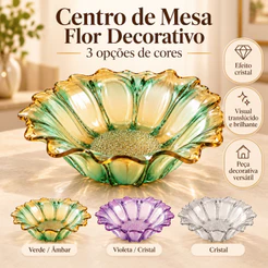 Fruteira saladeira centro de mesa decorativo Redondo formato de flor degrade elegante Efeito Cristal