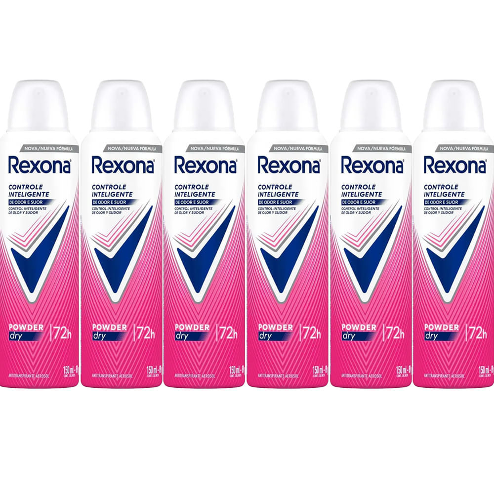 Kit Desodorante Aerosol Rexona Powder Dry 150ml - 6 Unidades