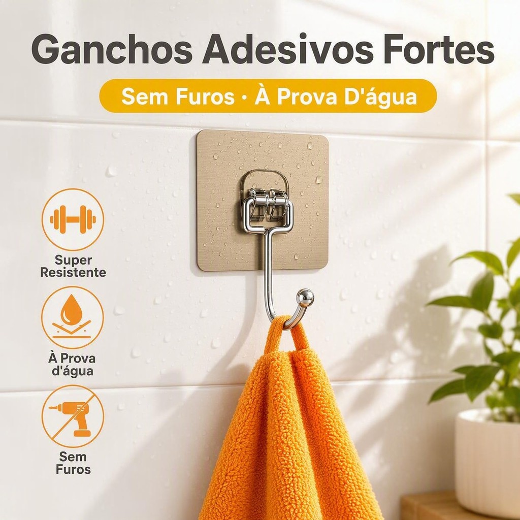 15 Conjuntos Gancho   Ganchos Fortes Sem Perfuração Para Organização Moderna