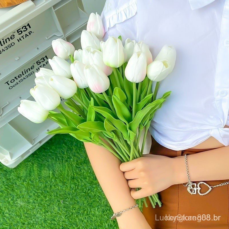 Arranjo Artificial De Flor De Tulipa , Decoração De Sala De Estar , Buquê De Flores , Festa De Casamento , Natal Para Ca