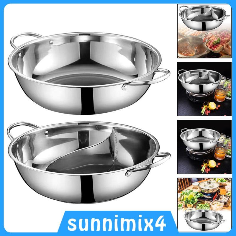 [Sunnimix4] Panela Quente De Aço Inoxidável De Sopa Espessada Sem Tampa Para Acampamento Viagem Natal Restaurante Churra