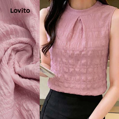 Lovito Blusa Elegante Rosa de Primavera/verão para Mulheres em Tecido plissado L199ED675