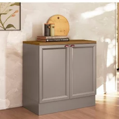 Balcão para Cozinha 80cm com Tampo Unna Cinza/Gris