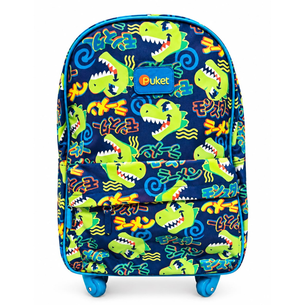 Mochila Rodinha Infantil Reforçada Escolar Dino Ramen Menino Original Puket