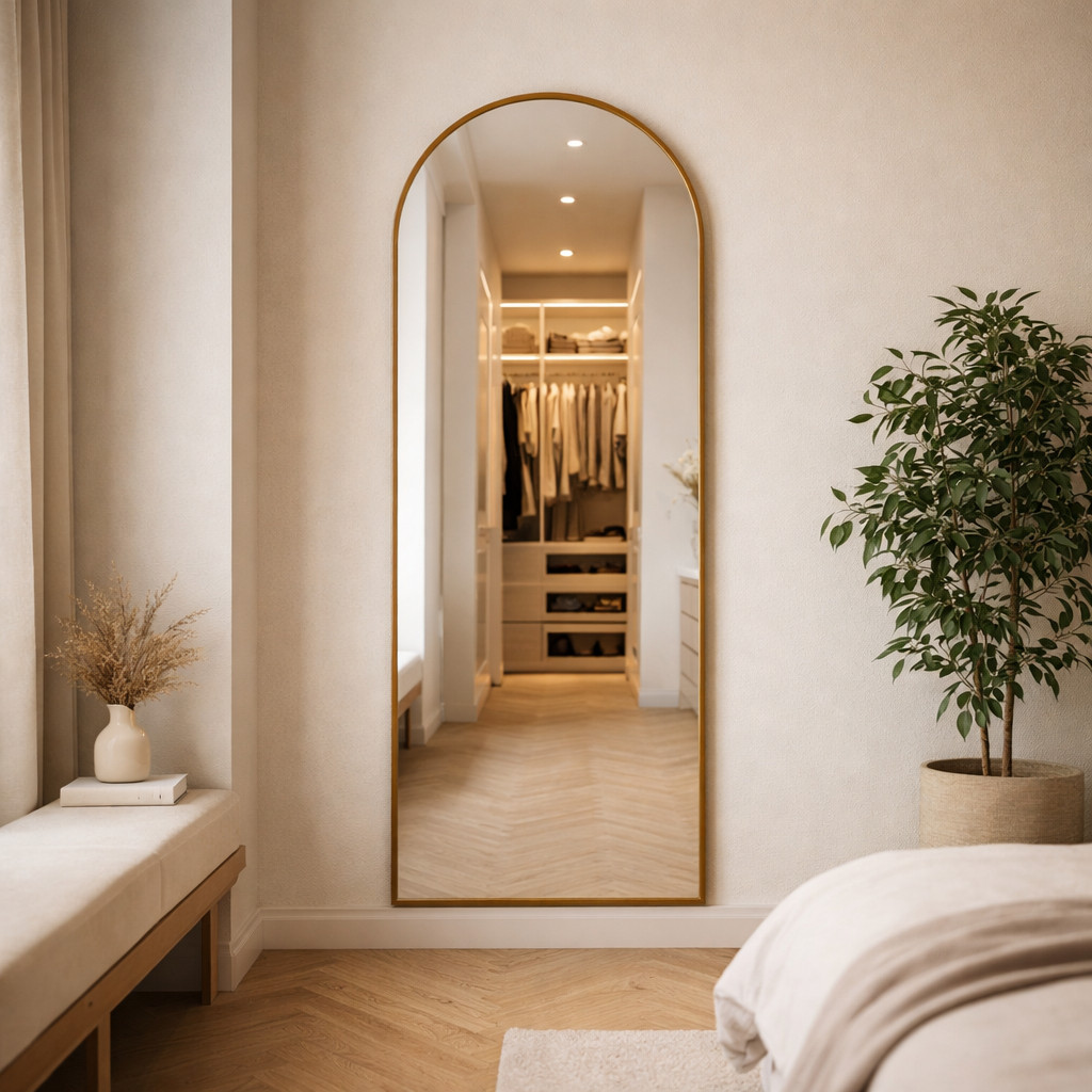 Espelho Grande Portal 110x50cm Caramelo Decorativo Sofisticado para Sala, Quarto e Hall
