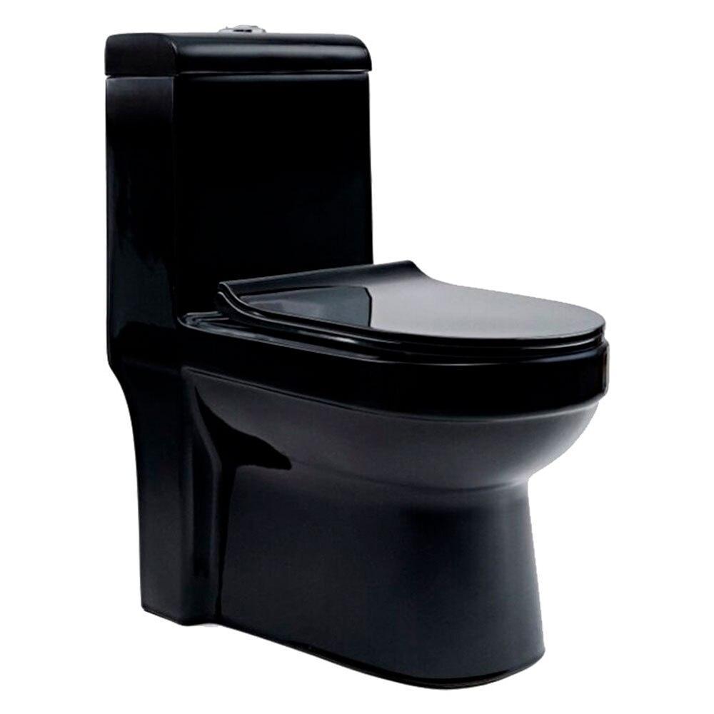 Kit Vaso Sanitário Monobloco e Acessórios Modaza Acqua Nero, 3 e 6 Litros, Preto