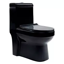 Kit Vaso Sanitário Monobloco e Acessórios Modaza Acqua Nero, 3 e 6 Litros, Preto