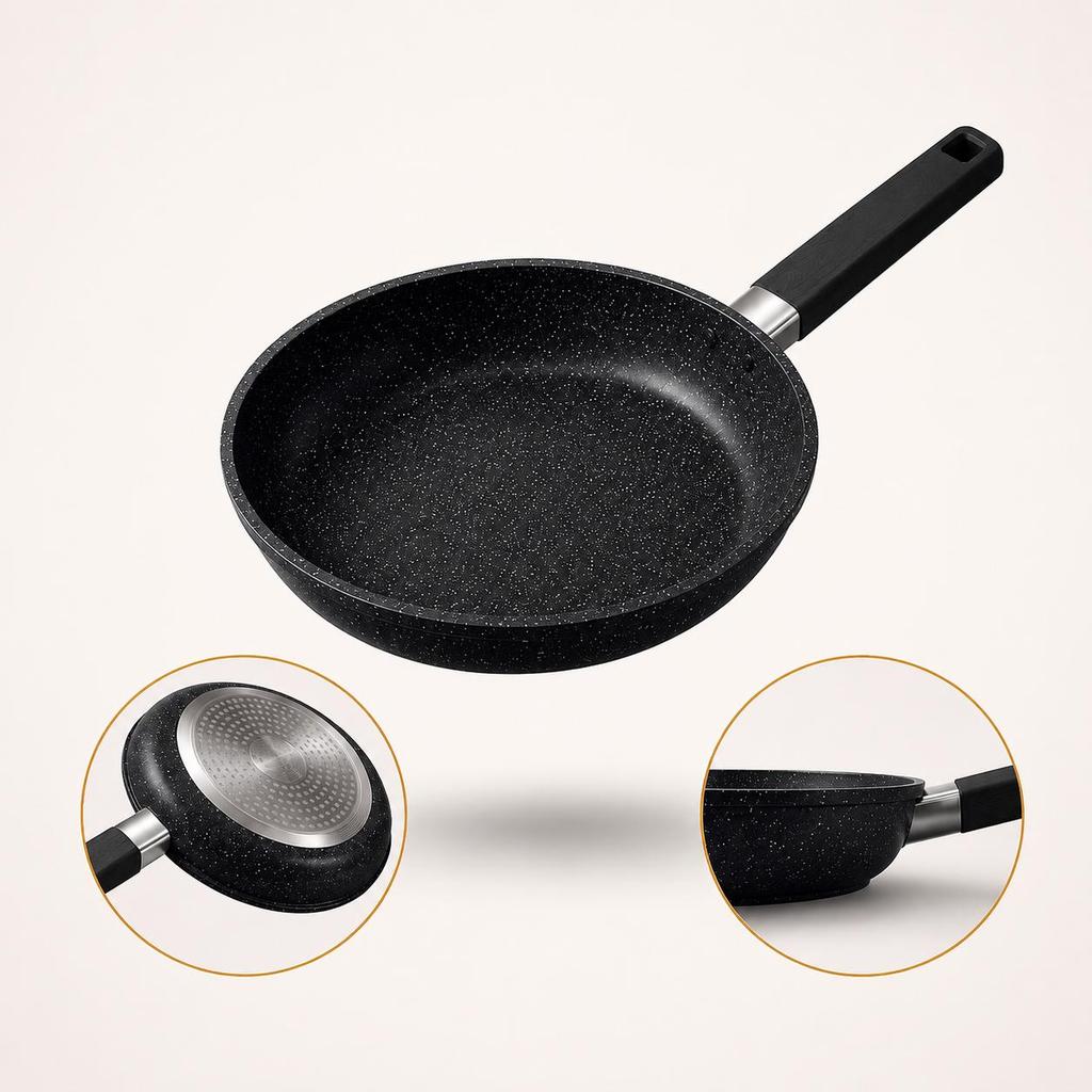 Frigideira Cerâmica Max Black 28cm Indução Para Fogão Cupcake e Gás Antiaderente Preta Panela Profissional Não Gruda