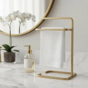 PORTA TOALHA DUPLO ROSTO DOURADO