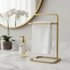 PORTA TOALHA DUPLO ROSTO DOURADO