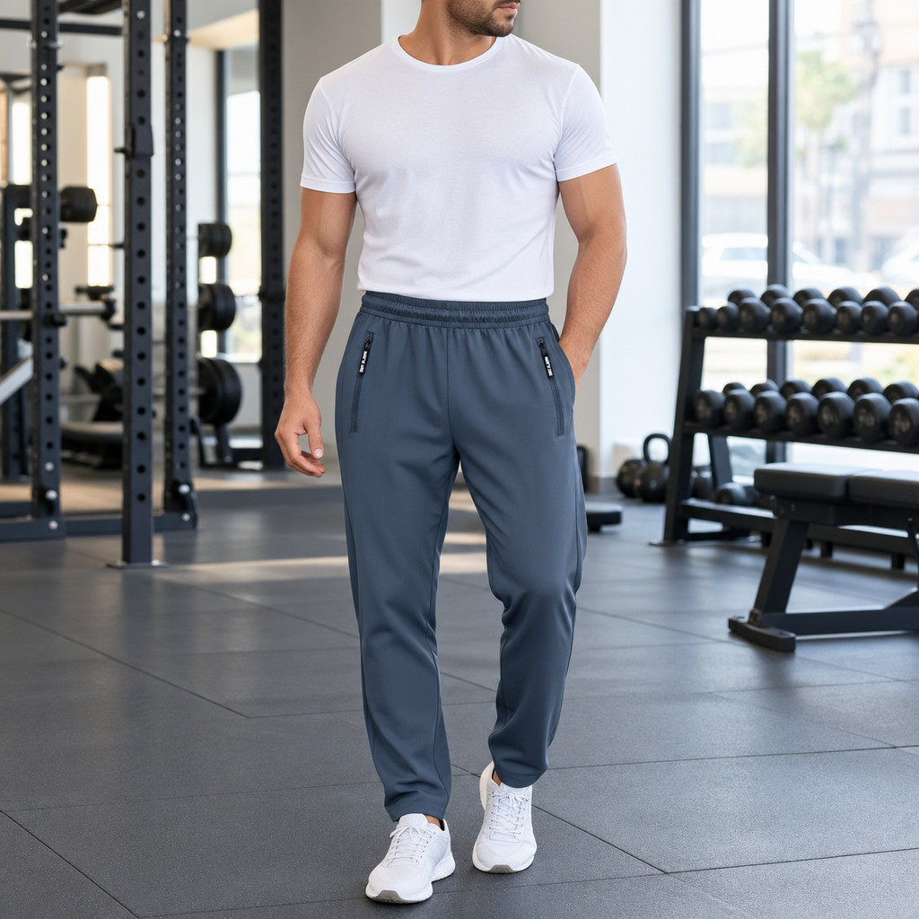 Calça Masculina Jogger Poliamida Elástico Bolso Zíper Academia Corrida Casual Leve Toque Gelado