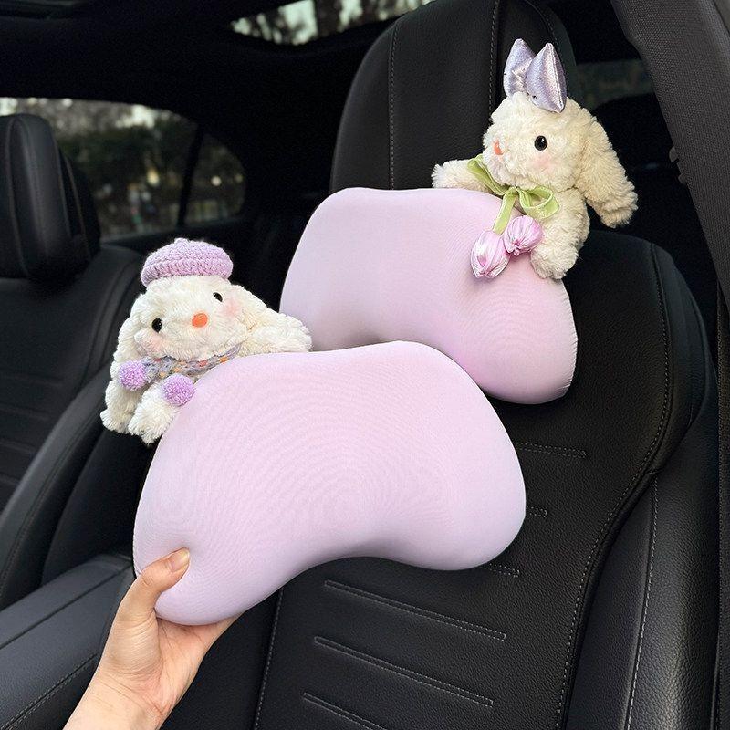 Encosto de cabeça do carro pescoço travesseiro espuma memória encosto de cabeça do carro coelho bonito assento de carro 