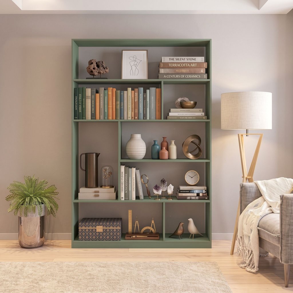 Estante de Livros 120 cm X 180 cm 4 Prateleiras Seattle Yescasa Verde Verde Bellagio