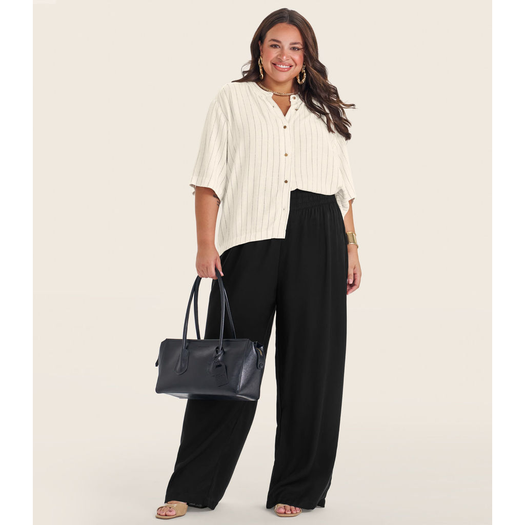 Calça Pantalona Plus Size Secret Glam Preto