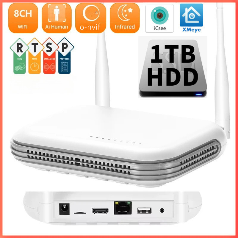 iCSee NVR DVR Para Câmera Wi-Fi/POE Lugar Vídeo Onvif Gravador De Rede Sem Fio 3MP 4CH 5MP H . 265 Suporte Detecção Faci