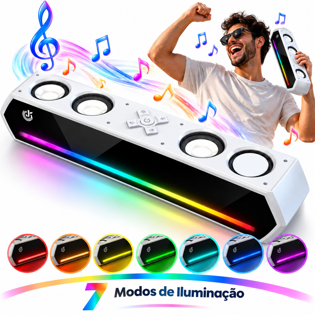 Caixa de Som Bluetooth 30W para TV, 4 Alto-falantes Compatível com PC e Notebook