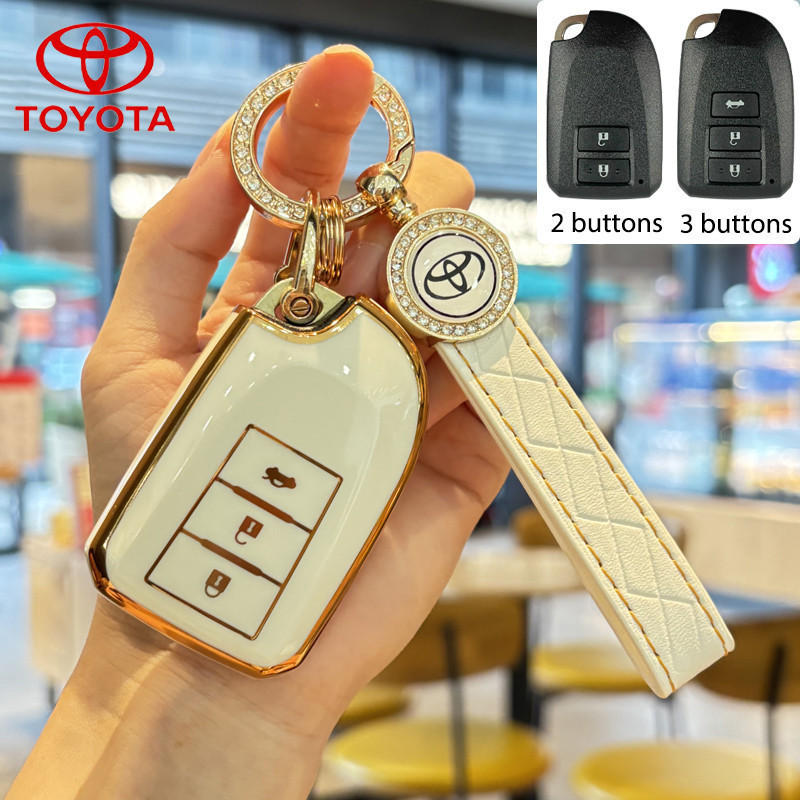Capa protetora para chave de carro Toyota, compatível com os modelos Proda/Previa/Vios/Yaris, com chaveiro em forma de u