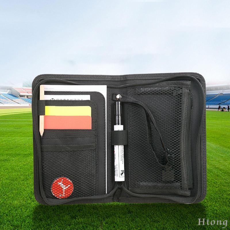 [Htong] Bolsa De Árbitro De Futebol Kit Conjunto De Acessórios Placa De Cartões De Apito Pano Oxford Com Cartão Vermelho