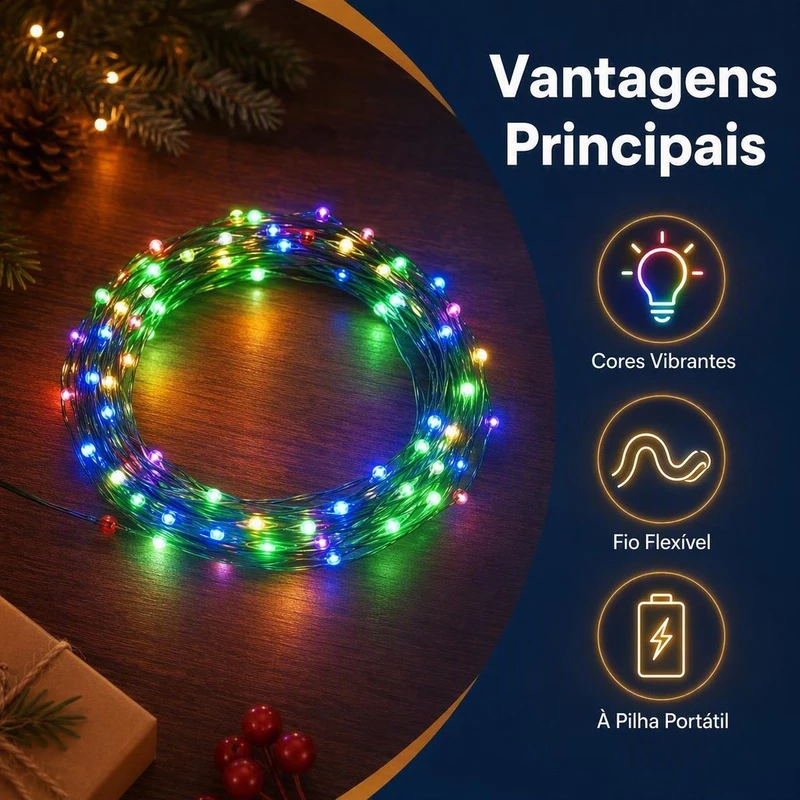 Kit 30 Fios de Fada LED 2 Metros para Decoração de Festa e Ambiente — foto 8