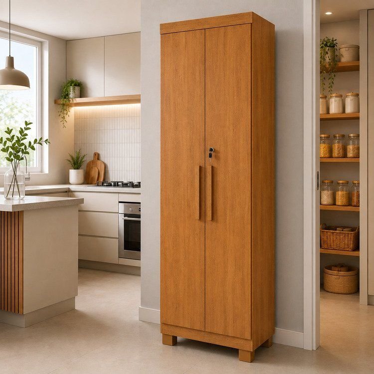 Armário Multiuso 2 Portas com Chave 100% MDF Toronto Yescasa Cinamomo Cinamomo