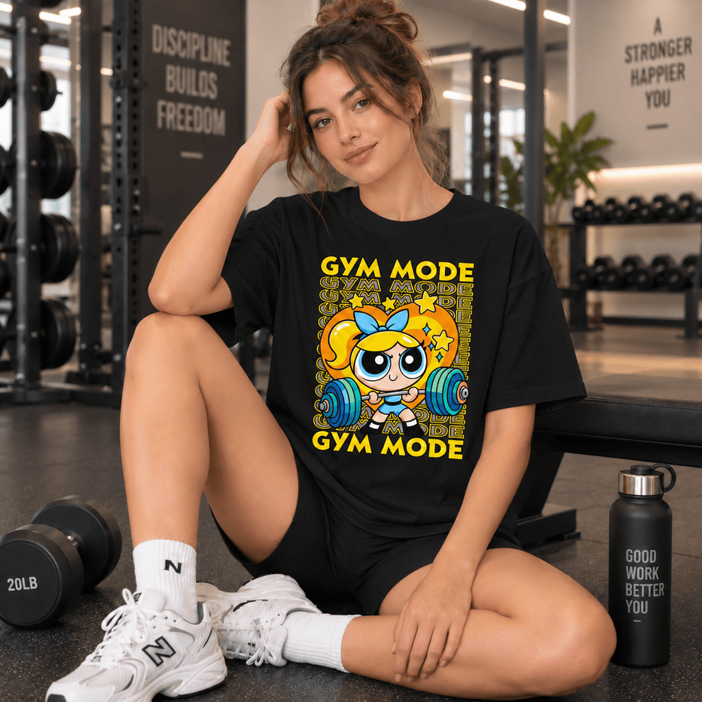 Camiseta Feminina Academia Camiseta Gym Mode Lindinha – Meninas Superpoderosas Fitness-Philklen