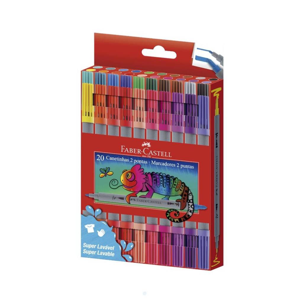 Caneta hidrográfica 2 pontas 20 cores 151123 Faber-Castell