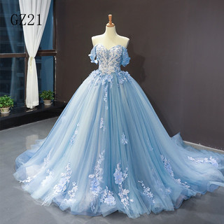 Vestidos de Renda Azul Celeste Luxuosos para Festa, Tule, 15 Anos, Vintage, Baile TO629
